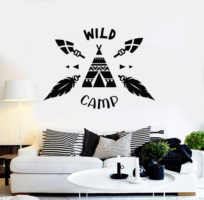 Vinyl Wall Decal Wild Camp Camping Nature Adventure Hut Stickers Mural (g7477)