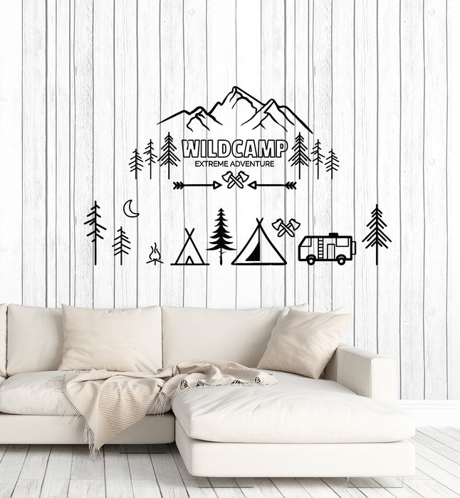 Vinyl Wall Decal Extreme Adventure Awaits Wild Camp Camping Stickers Mural (g4409)