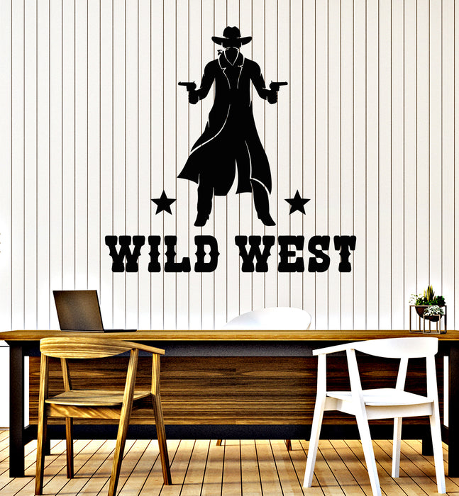 Vinyl Wall Decal Cowboy Dallas Bandit Guns Western Gangster Stickers Mural (g6643)