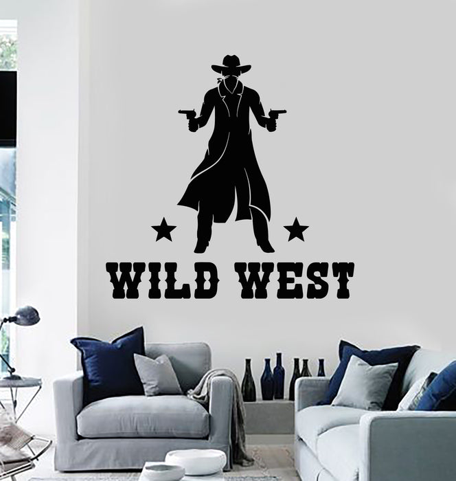 Vinyl Wall Decal Cowboy Dallas Bandit Guns Western Gangster Stickers Mural (g6643)