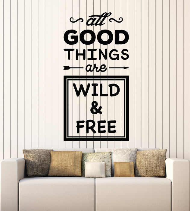 Vinyl Wall Decal Inspiring Words Quote Wild And Free Stickers Mural (g2954)