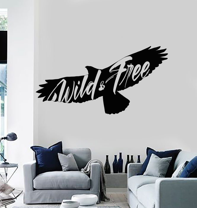 Vinyl Wall Decal Wild And Free Bird Eagle Flying Freedom Stickers Mural (g3361)
