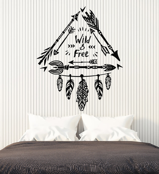 Vinyl Wall Decal Ethnic Decor Arrows Feathers Wild Free Bedroom Stickers Mural (g4906)