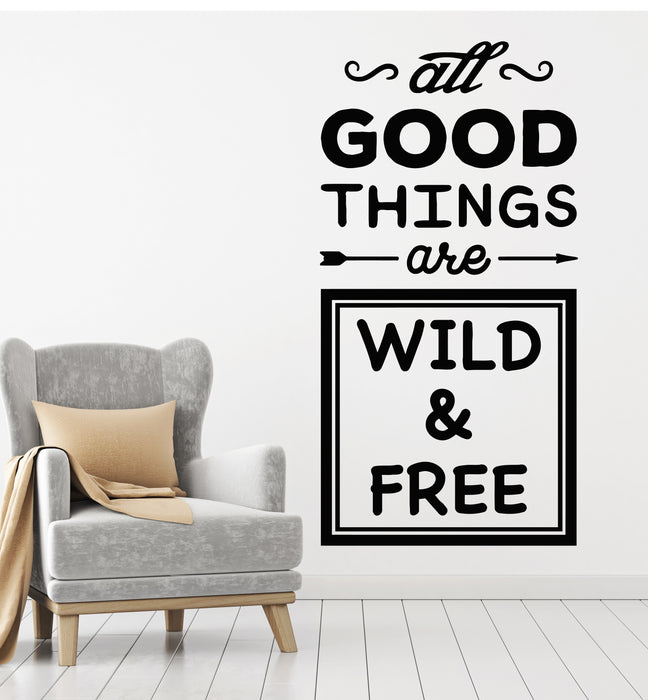 Vinyl Wall Decal Inspiring Words Quote Wild And Free Stickers Mural (g2954)