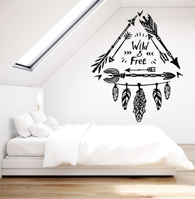 Vinyl Wall Decal Ethnic Decor Arrows Feathers Wild Free Bedroom Stickers Mural (g4906)