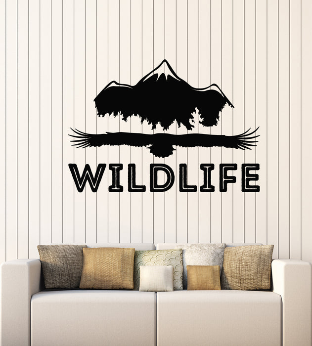 Vinyl Wall Decal Eagle Mountain Wildlife Words Freedom Nature Stickers Mural (g1371)