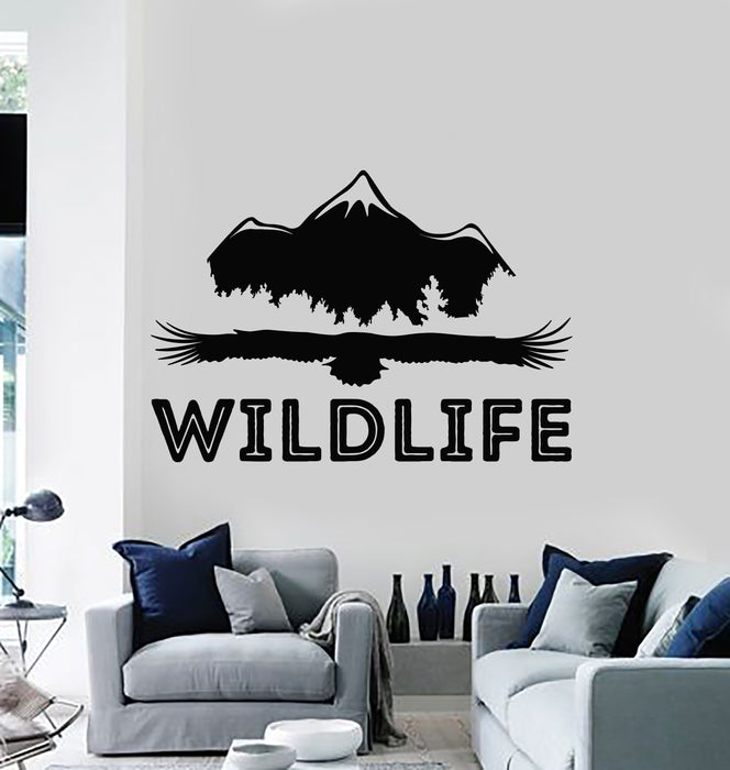 Vinyl Wall Decal Eagle Mountain Wildlife Words Freedom Nature Stickers Mural (g1371)