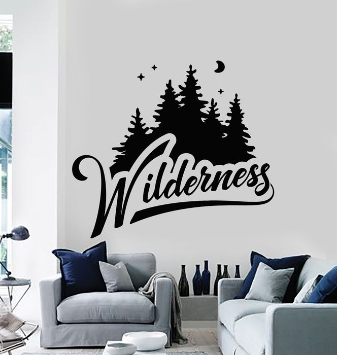 Vinyl Wall Decal Wilderness Adventure Wild Nature Forest Fir Trees Stickers Mural (g6386)