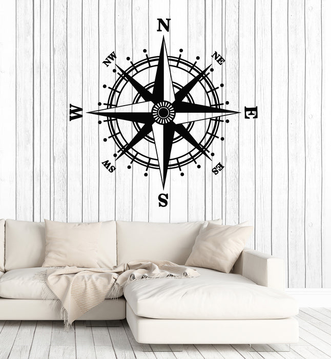 Vinyl Wall Decal Wind Rose Compass Adventure Sea Nautical Stickers Mural (g5752)