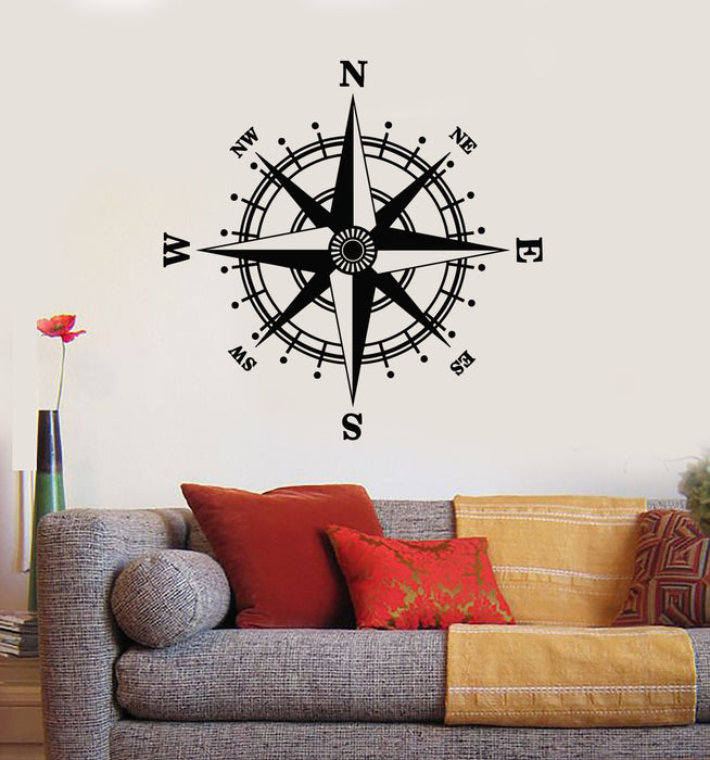 Vinyl Wall Decal Wind Rose Compass Adventure Sea Nautical Stickers Mural (g5752)