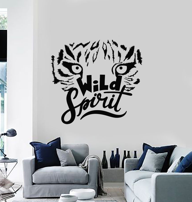 Vinyl Wall Decal Wild Word Freedom Animal Leopard Head Stickers Mural (g4401)