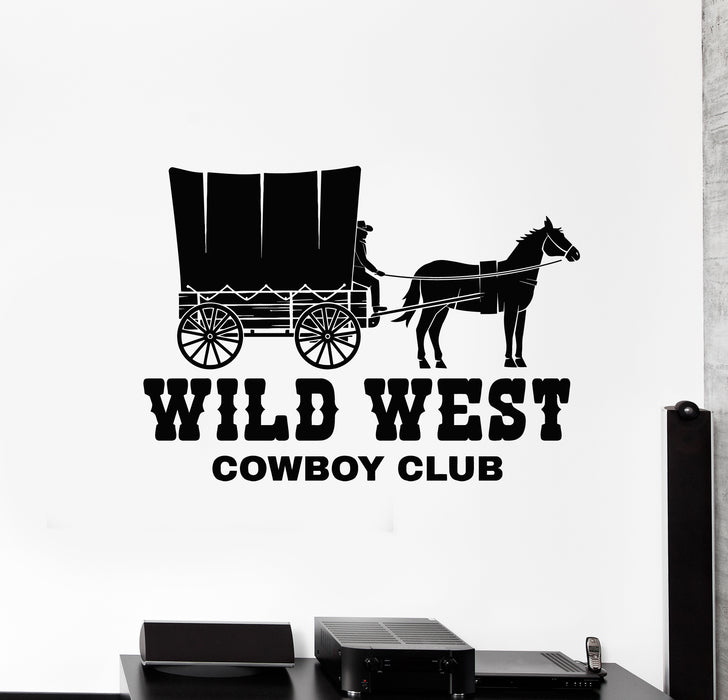 Vinyl Wall Decal Cowboy Club Wild West Cab Western Boys Stickers Mural (g4161)