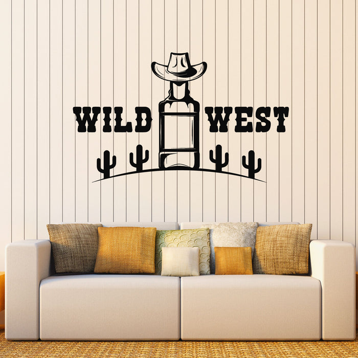 Vinyl Wall Decal Western Logo Wild West Cacti Alcohol Pub Stickers Mural (g8104)