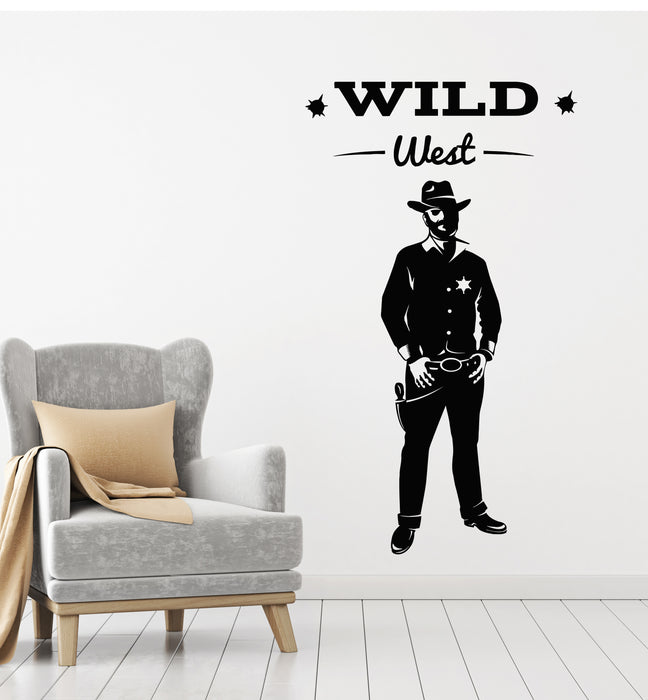Autocollant mural en vinyle Cowboy Wild West Western Sheriff Boys Room Stickers Mural (g3728)