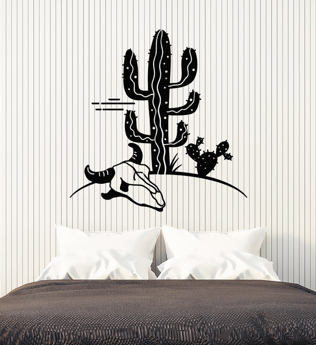 Vinyl Wall Decal Desert Landscape Cactuses Canyon Skull Bones Stickers Mural (g7123)