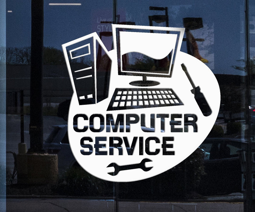 Window Decal for Business Computer Service Repair Stickers Mural Unique Gift (391igw)