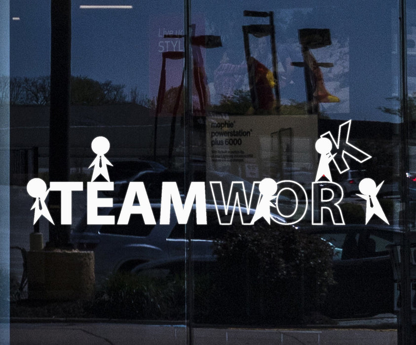 Window Decal for Business Office Worker Style Teamwork Cartoon People Stickers Unique Gift (1757igw)