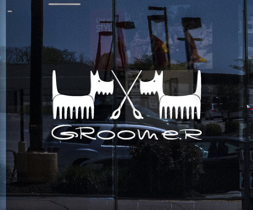 Window Vinyl Wall Decal Groomer Grooming Salon Pet Dog Beauty Stickers Mural Unique Gift (ig5227w)