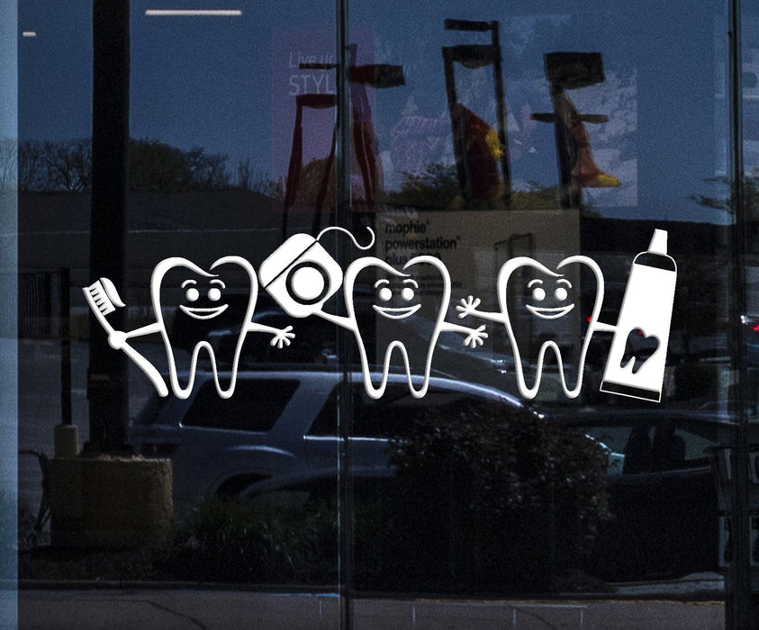 Window Vinyl Wall Decal Healthy Teeth Bathroom Dental Care Dentist Decor Stickers Mural Unique Gift (ig5222w)