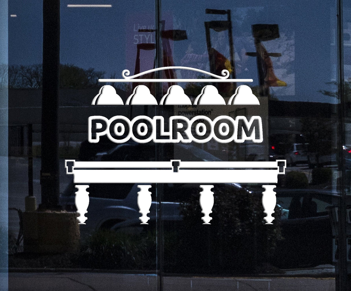 Window Vinyl Wall Decal Poolroom Billiard Club Pool Table Room Art Dec ...