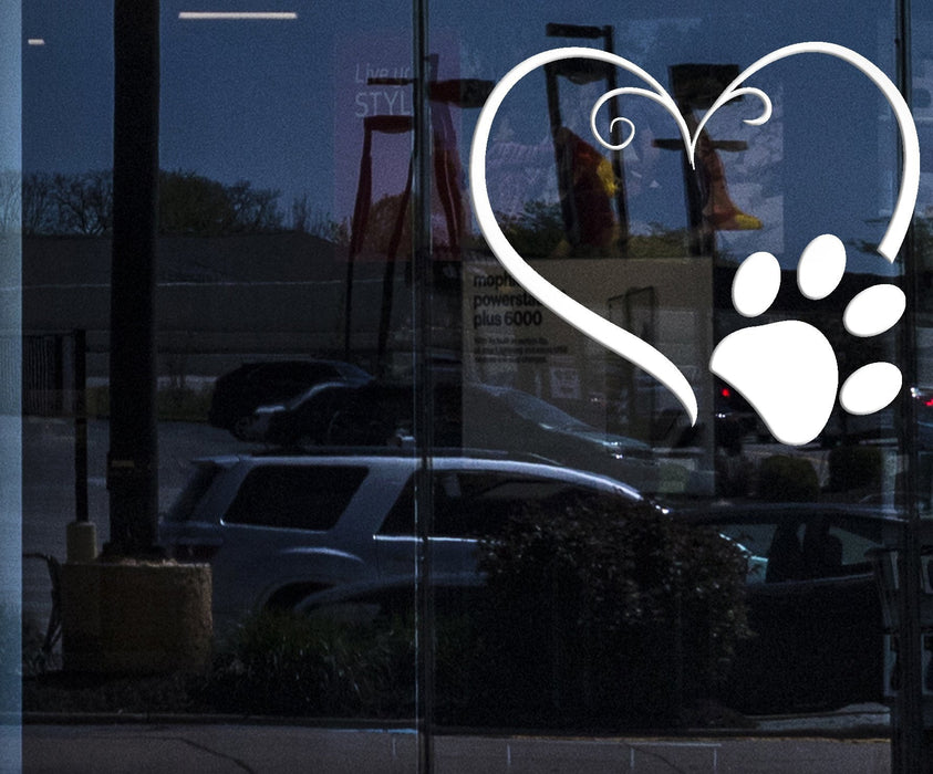 Window Sign Vinyl Wall Decal Heart Symbol Animal Foot Print Paw Pet Stickers (2361igw)