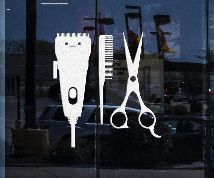 Window Sign and Vinyl Wall Decal Barber Tools Hair Salon Hairdresser Stylist Stickers Unique Gift (ig3571w)