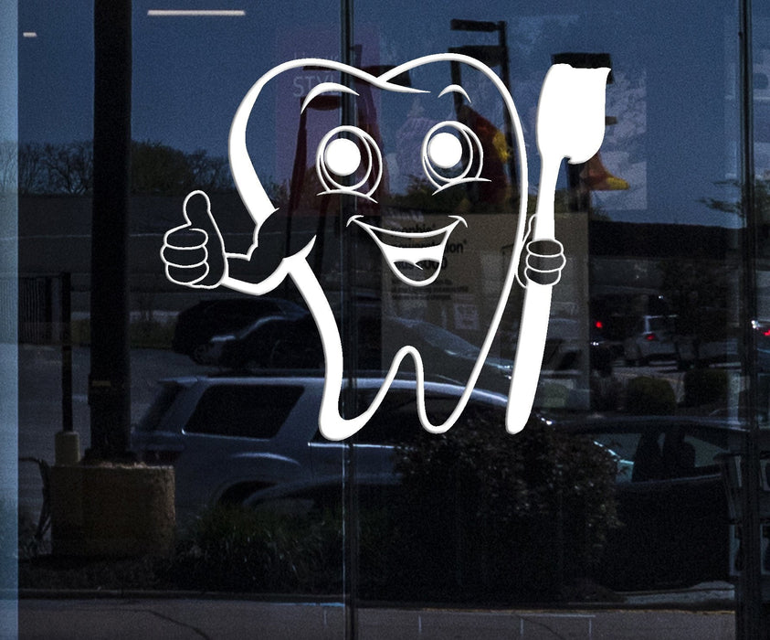 Window Graphics Vinyl Wall Decal Positive Tooth Toothbrush Dental Care Bathroom Decor Stickers Mural Unique Gift (ig5223w)