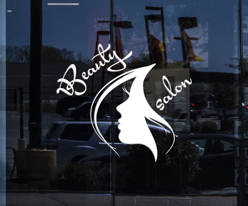 Window Vinyl Wall Decal Beauty Hair Salon Signboard Logo Girl Face Stickers (2118igw)