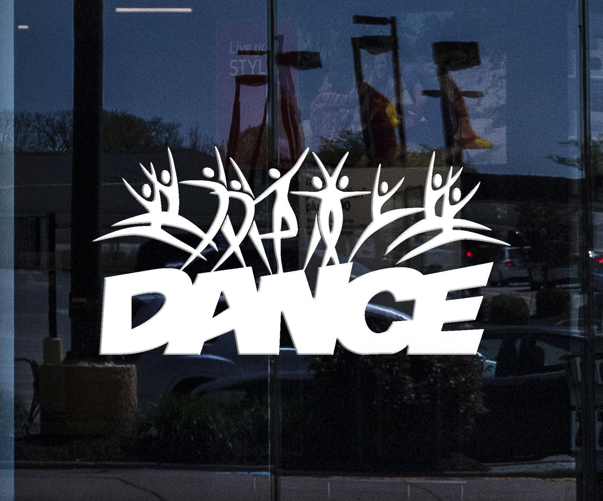 Window Sign Vinyl Wall Decal Dance School Studio Logo Cartoons People ...