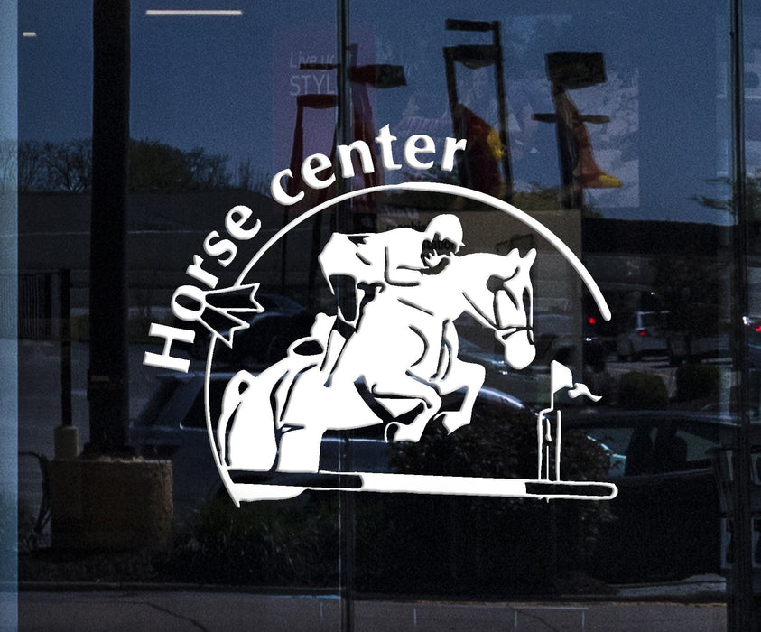 Window Wall Stickers Vinyl Decal Horse Center Rider Equestrian Racing Sport Unique Gift (ig260w)