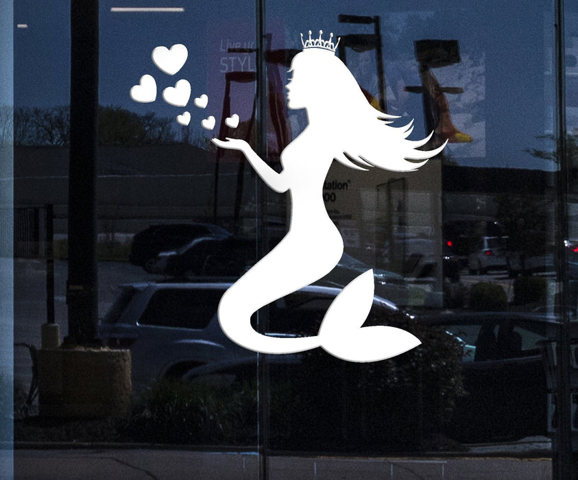 Window Vinyl Wall Decal Queen Crown Mermaid Silhouette Heart Symbol Stickers (2135igw)