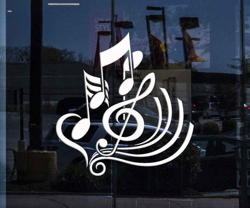 Window Graphics Vinyl Wall Decal Clef Music School Shop Decor Musical Notes Stickers Unique Gift (1932igw)