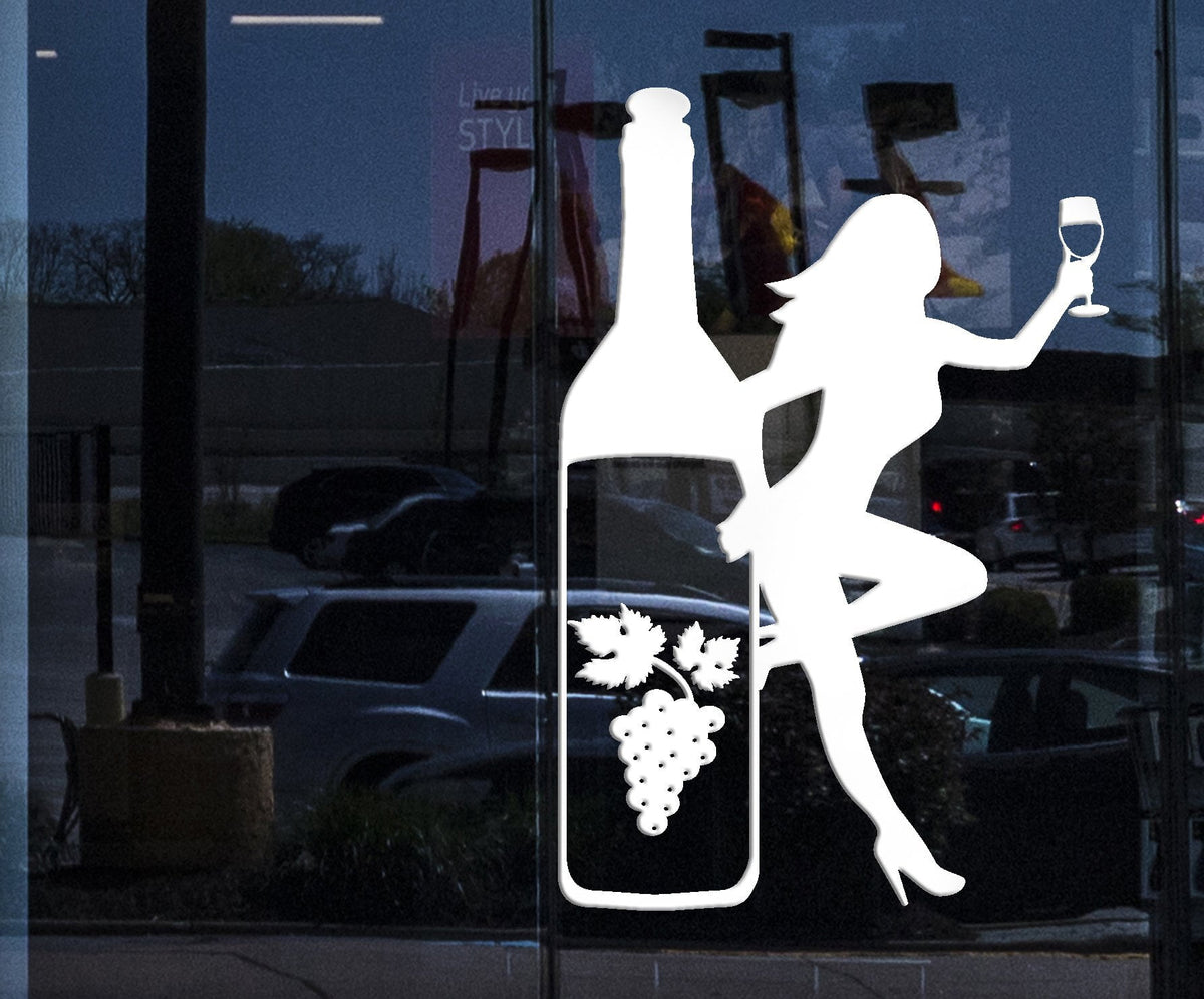 Vinyl Wall Decal Alcohol Bar Drink Woman Lady Wine Glass Stickers