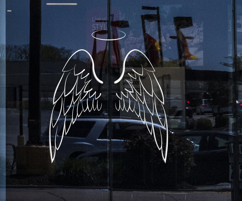 Glass and Window Vinyl Wall Decal Angel Wings Bedroom Decoration Stickers Unique Gift (ig4107w)