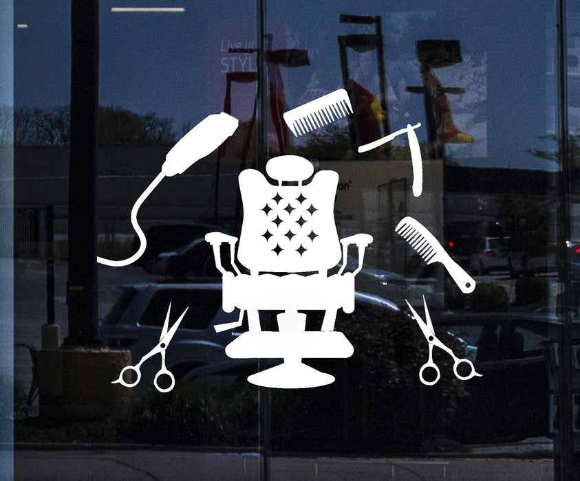 Window Vinyl Wall Decal Hairdressing Hair Salon Tools Barbershop Stylist Stickers Mural Unique Gift (ig5198w)