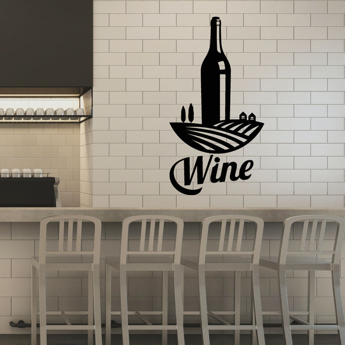 Vinyl Wall Decal Bottle Of Wine Shop Interior Winery Logo Stickers Mural (g8034)