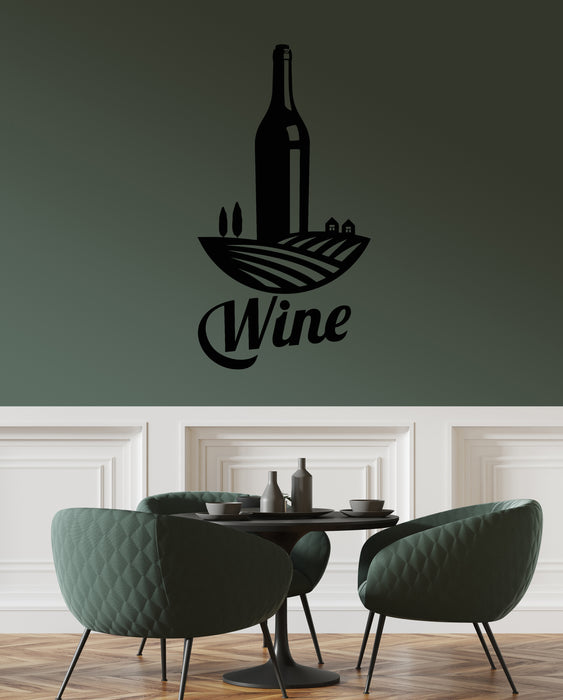 Vinyl Wall Decal Bottle Of Wine Shop Interior Winery Logo Stickers Mural (g8034)