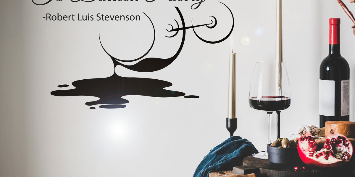 Wallstickers4ever Vinyl Wall Decal Words Wine Glass Vine Kithen Stickers 22.5 in x 18 in gz211