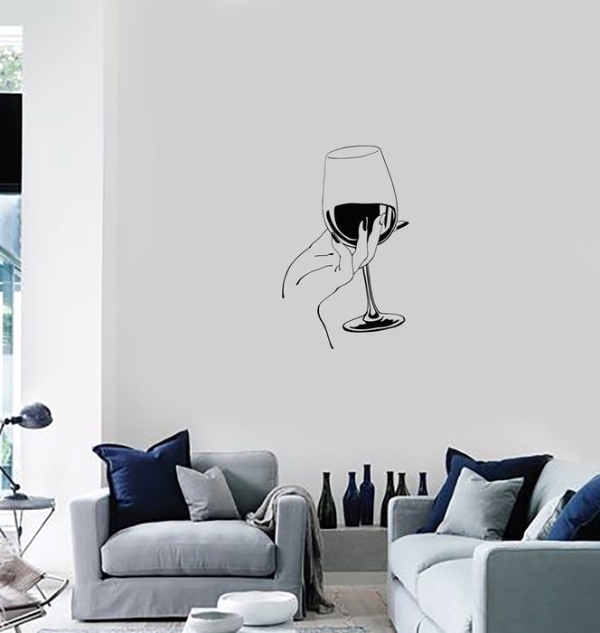 Vinyl Decal Wall Sticker Decor for Bar Wine Glass Hand Kitchen Decoration Unique Gift (g115)