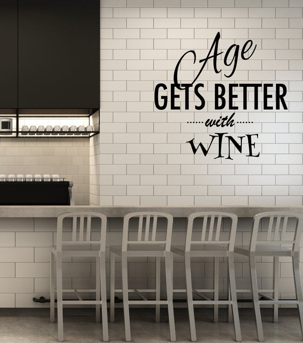 Vinyl Decal Wall Sticker Decor for kitchen Wine Quote Words Dinner room Unique Gift (g136)