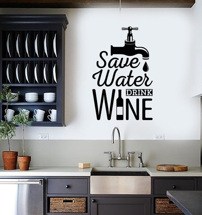 Vinyl Wall Decal Funny Alcohol Wine Quote Save Water Bar Decoration Stickers Mural (ig5515)