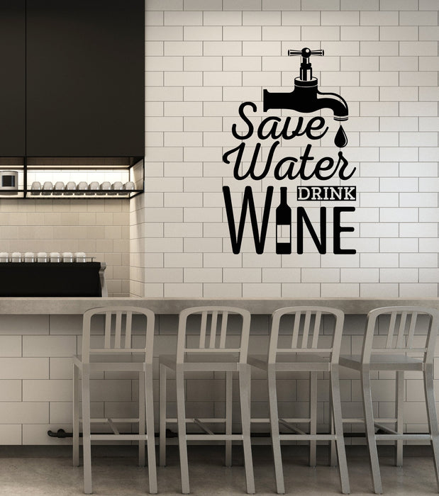Vinyl Wall Decal Funny Alcohol Wine Quote Save Water Bar Decoration Stickers Mural (ig5515)