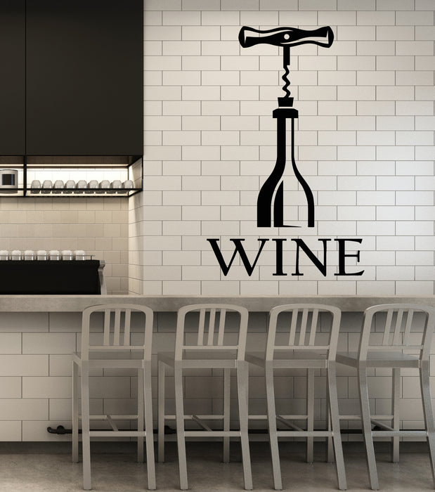 Vinyl Wall Decal Bar Wine Corkscrew Alcohol Bottle Opener Kitchen Stickers Mural (g1258)