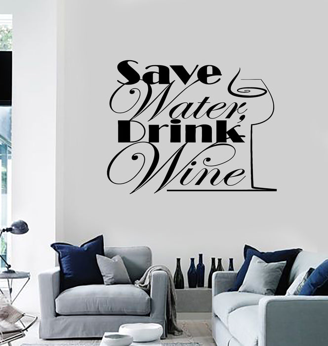Vinyl Wall Decal Bar Restaurant Water Drink Glass Quote Home Decor Stickers Mural (g151)