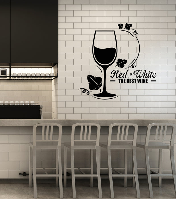 Vinyl Wall Decal Red White Wine Glass Grape Alcohol Bar Restaurant Stickers Mural (ig6003)