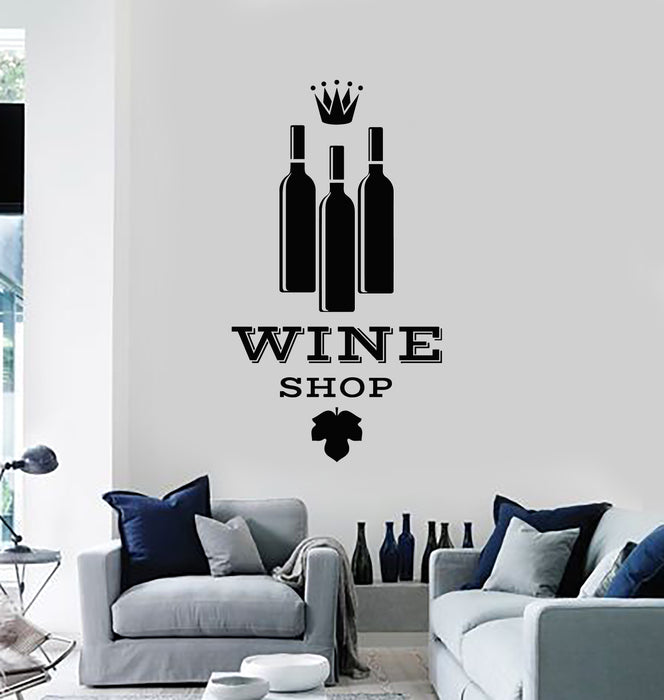 Vinyl Wall Decal Words Wine Shop Restaurant Decor Crown Drink  Bar Stickers Mural (g1665)