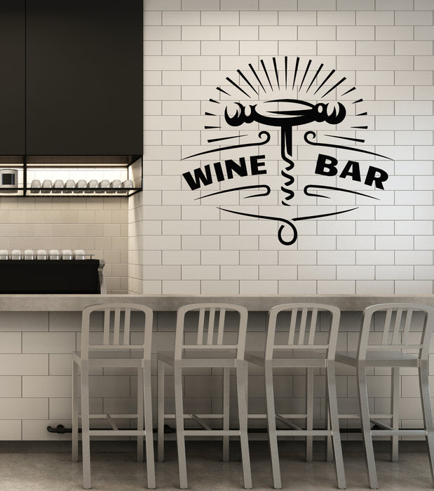 Vinyl Wall Decal Bar Restaurant Wine Corkscrew Bottle Opener Stickers Mural (g3422)