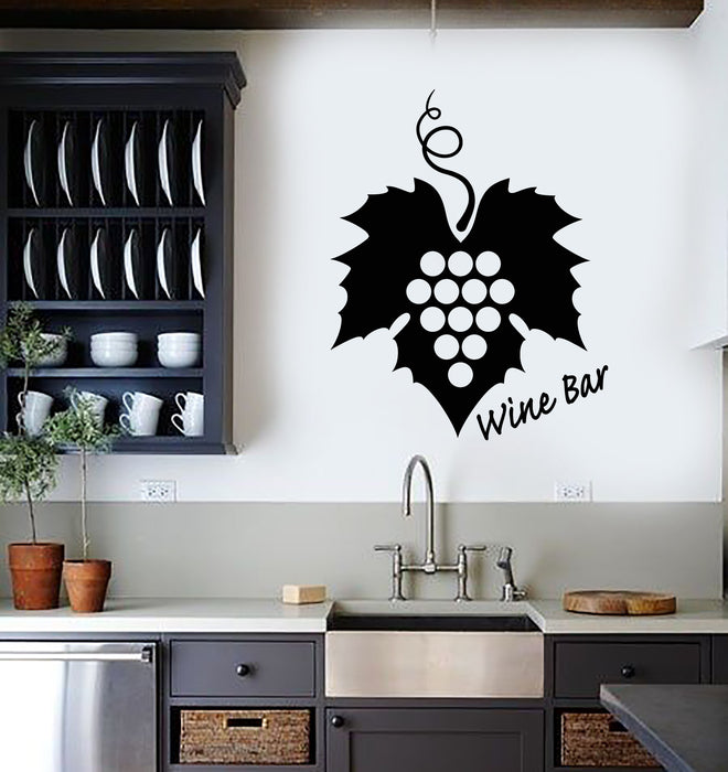 Vinyl Wall Decal Wine Restaurant Bar Vine Grape Alcohol Stickers Mural (g3380)