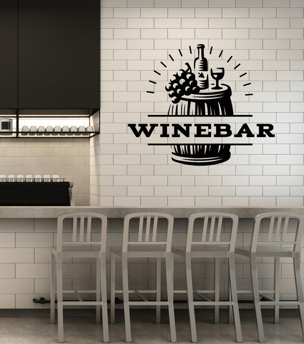 Vinyl Wall Decal Grape Bar Restaurant Barrel Wine Kitchen Stickers Mural (g3421)