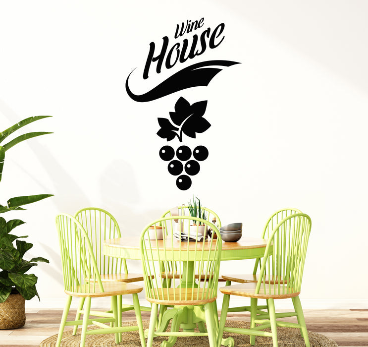 Vinyl Wall Decal Wine House Grapevine Drink Alcohol Restaurant Stickers Mural (g5275)